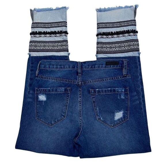 BLANKNYC Miss Molly Jeans Women's Size 27 Blue High Rise Tapered Raw Frayed Hem - Picture 5 of 12